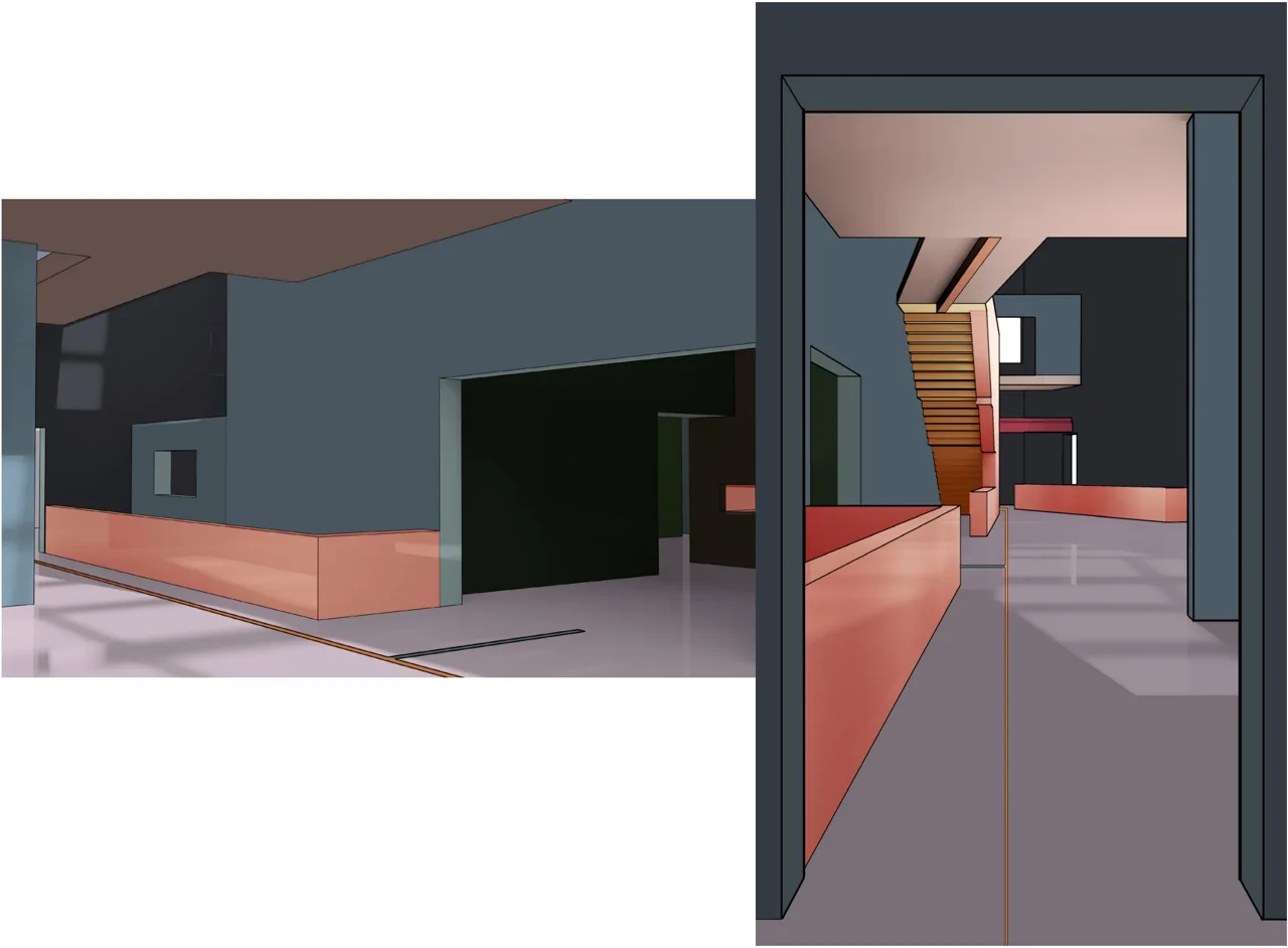以博物馆空间为对象的色彩方案。 / Proposed colour schemes for a museum setting.