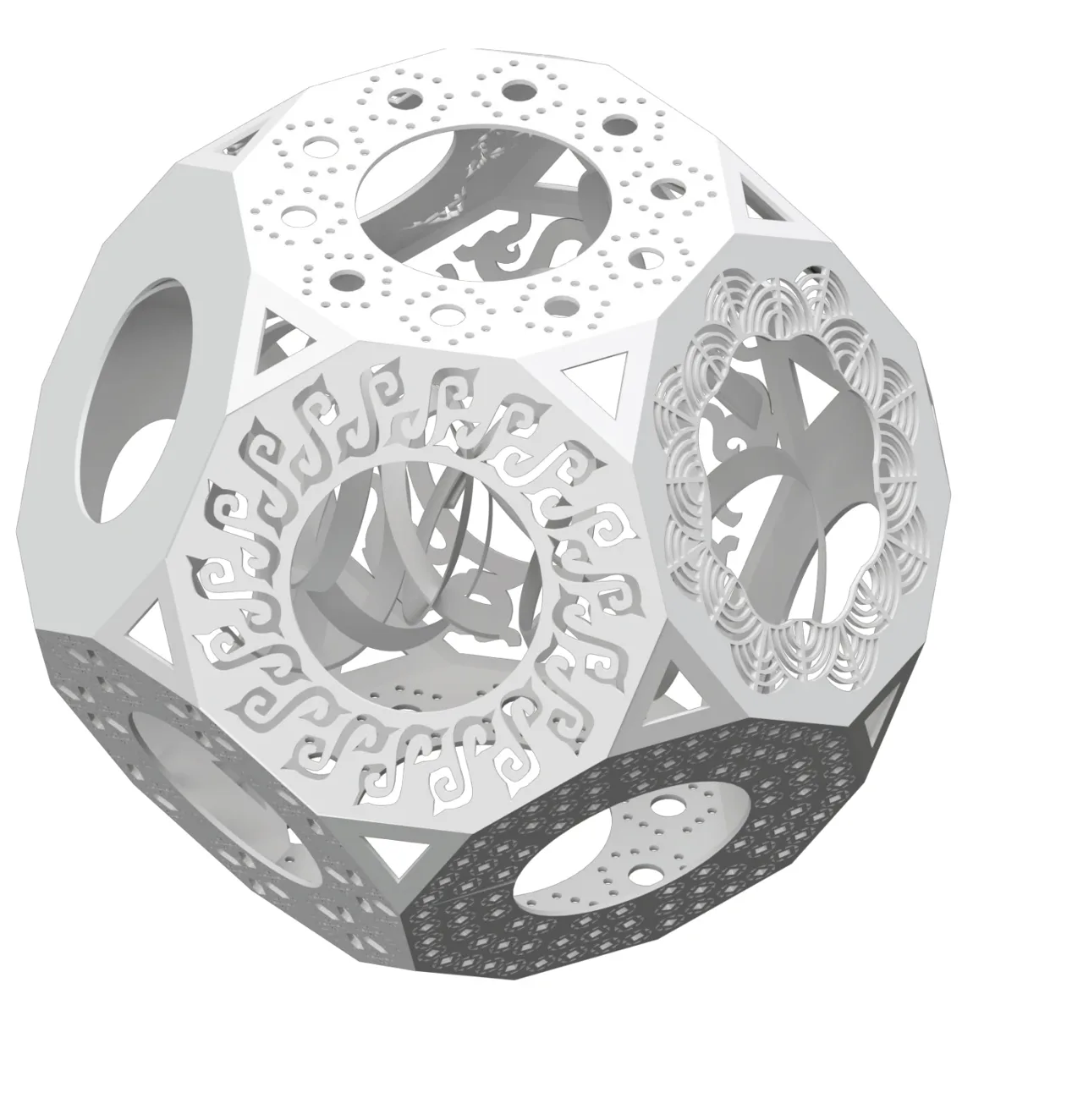 折叠多面体的几何、纹样与表面组织,团队练习成果。 / Geometry, patterns and surfaces of the folded polyhedron; team exercise.