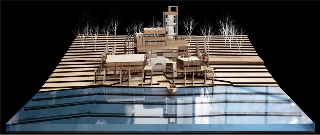 海岸观察所个人发展版本的实体模型。 / Physical model of the individual redevelopment of the coastal observatories.